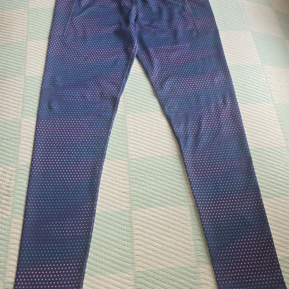 Athetic Works Leggings Blue and Purple Patterned Leggings